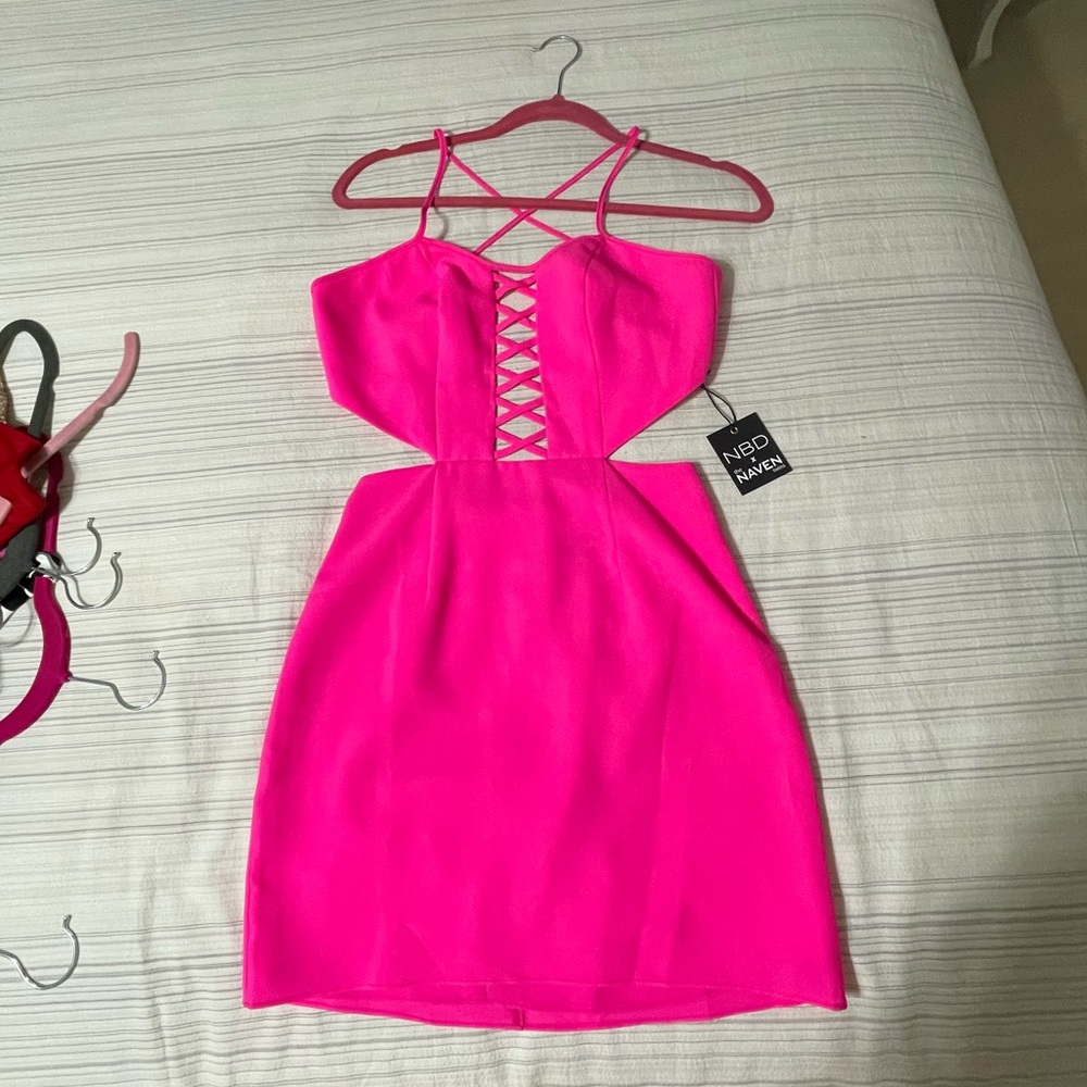NBD the Naven twins hot pink cut out mini dress